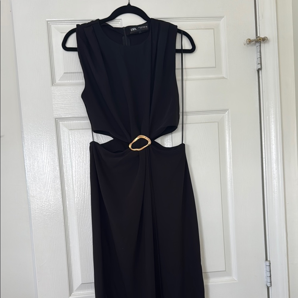 Zara Black Dress With Gold Accent